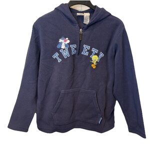Looney Tunes Jacket Adult Large Fleece 1/4 Zip Hoodie Tweety Bird
